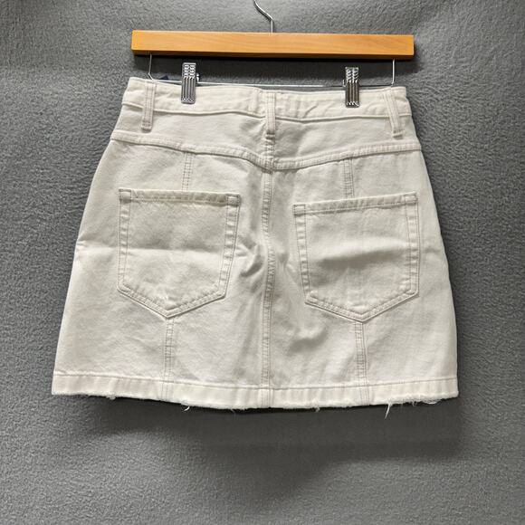 Abercrombie & Fitch Skirt Womens 26 White Natural Rise Button Up Denim Mini NEW - Picture 2 of 9